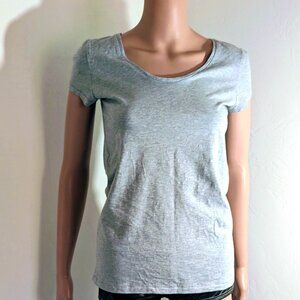 LOFT Light Heather GREY SHORT SLEEVE SCOOP Neck T-SHIRT SIZE: S - NWOT